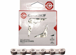 Clarks Cyklistický řetěz YBN CSL-H10CR SHIMANO CAMPAGNOLO SRAM (10 rychlostí, 1/2x11/128 116 článků, 5,9 mm, článek řetězu, Super Light, Chrome) Samomazný stříbrný