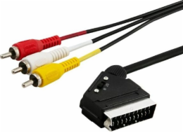 Elmak Scart - RCA (Cinch) x3 2m černý kabel (SAVIO CL-133)