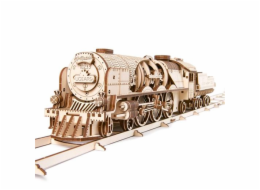 Hračka Ugears 3D dřevěné mechanické puzzle V-Express parní lokomotiva 4-6-2 s tendrem