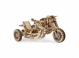 Hračka Ugears 3D dřevěné mechanické puzzle UGR-10 Motorka (scrambler) s vozíkem