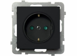 Ospel Socket Sonata single schuko s černými kovovými uzávěry (GP-1RSP/m/33)