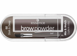 Essence ESSENCE_Brow Powder Set sada na úpravu obočí se štětečkem 02 Dark Deep 2,3g