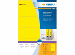 Herma Labels Special 4296, pro pořadače, A4, žlutá, 192 x 61 mm, neprůhledný matný papír, 400 ks, zaoblené rohy (4296)