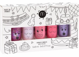 Nailmatic Nailmatic Kids Party sada laků na nehty Sheepy 8ml + Polly 8ml + Cookie 8ml + Kitty 8ml + Piglou 8ml