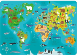 Derform Laminovaná podložka World Map Animals DERFORM