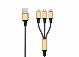 2Go 3in1 USB Ladekabel Gold 1,5 m F.Micro-USB, Lightn. Typ c