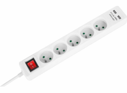 Rebel Rebel Rebel 5 Sockets + 2 USB zásuvky s přepínačem -1,5 m