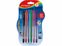 Keyroad Classic kuličkové pero KEYROAD Ball Pen Soft Jet, 0,7 mm, 6 ks, blistr, mix barev