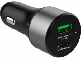 Crong Power Car Charger 1x USB-A 1x USB-C (CRG-PWRC-USBC63-BLK)