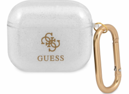 Ochranné pouzdro Guess GUA3UCG4GT Transparent Glitter Collection pro AirPods 3 bílé