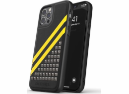 Dieselové nafty formované prémiové kožené čepy a proužky iPhone 12/12 Pro Black / Yellow Standard