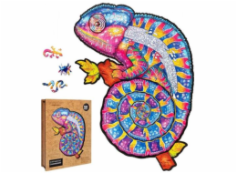 Puzzle Puzzler dřevěné, barevné - Hypnotický chameleon