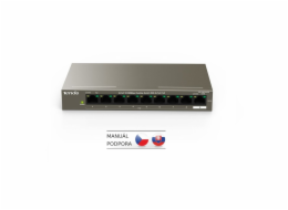 Tenda TEF1109P-8-63W PoE AT switch 8x PoE 802.3af/at, 9x 100Mb/s, PoE+ celkem 58W, fanless