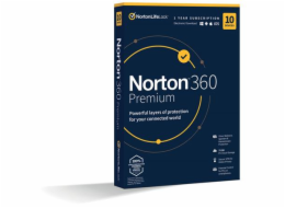 Norton 360 PREMIUM 75GB + VPN 1 lic. 10 lic. 3 roky ESD (21435581) NORTON 360 PREMIUM 75GB +VPN 1 uživatel pro 10 zařízení na 3 rok ESD