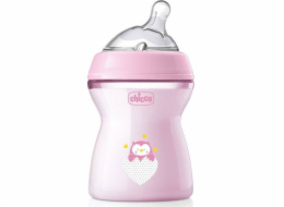 Chicco Chicco_naturalfeeling plastová láhev 250 ml se silikonovým strukem středním tokem 2M+ růžová