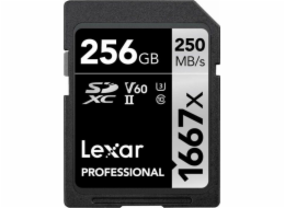 Lexar paměťová karta 256GB Professional 1667x SDXC™ UHS-II,(čtení/zápis:250/120MB/s) C10 V60 U3