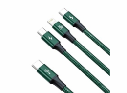 Baseus Rapid Series kabel 3 v 1 USB-C pro M+L+T 20W 1,5m (zelený )