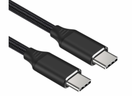 PREMIUMCORD Kabel USB-C M/M, 240W 480Mbps černý bavlněný oplet, 1m