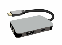 PremiumCord ku31dock18 PREMIUMCORD Adaptér USB-C na HDMI + RJ45 + PD adaptér, hliníkové pouzdro