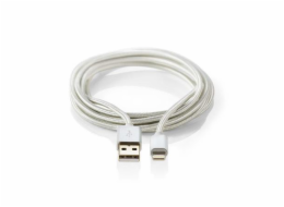 NEDIS PROFIGOLD Lightning/USB 2.0 kabel/ Apple Lightning 8pinový - USB-A zástrčka/ nylon/ stříbrný/ BOX/ 3m