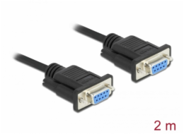 Delock Sériový kabel RS-232 D-Sub 9, null modem s krytem s úzkou zástrčkou - automatické řízení CCTS / RTS - 2 m