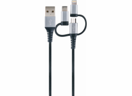 Schwaiger USB kabel USB-A - USB-C + microUSB + Lightning 1,5 m černý (LKU100533)