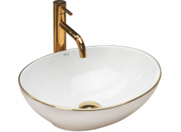 Rea Washbasin Sofia White Golden Gold Gold Edge Rea