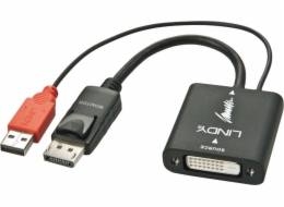 Lindy AV adaptér DVI-D - DisplayPort + USB-A černý (38145)