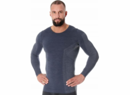 Brubeck LS11600 Pánské tričko s dlouhým rukávem COMFORT WOOL tmavé džíny M