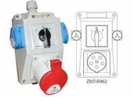 Spamel Instalační sada se zásuvkou 32A 3P+N+PE 2x2P+PE (ZI05R462)