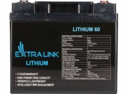 ExtraLink LifePo4 60AH baterie 12.8V BMS ex.30448