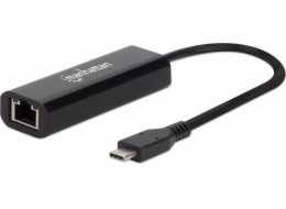 Manhattan adaptér USB-C na 2.5GBASE-T Ethernet, USB 3.2 Gen 1; 10/100/1000 Mbps & 2.5 Gbps, černá