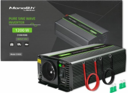 Převaděč monolitního napětí Qoltec 600 W | 1200 W | 12V na 230V | Čistý sinus