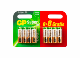 8+8 GP Super Alkaline AA Mignon LR06 SUPER VALUE Blister