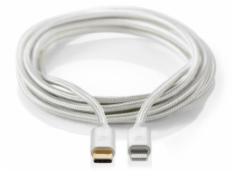 NEDIS PROFIGOLD Lightning/USB 2.0 kabel/ Apple Lightning 8pinový - USB-C zástrčka/ nylon/ stříbrný/ BOX/ 2m