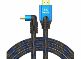 HDMI kabel (M) v2.1, Angular, 5m, 8k, Copper, Blue-Black, Golden Tips, Ethernet/3D, CL-175