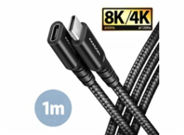 AXAGON BUCM32-CF10AB prodlužovací kabel USB-C (M) <-> USB-C (F), 1m, USB 20Gbps, PD 240W 5A, 8K HD, ALU, oplet, černý