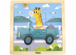 Dřevěné puzzle pro nejmenší Viga 9 ks Auto