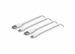 1x2 Belkin USB-C/USB-A PVC Cable 1m, 2Pack white  CAB001bt1MWH2PK