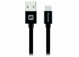 Swissten Datový Kabel Textile Usb / Usb-C 3,0 M Černý