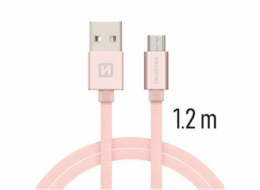 Swissten Datový Kabel Textile Usb / Micro Usb 1,2 M Růžovo/Zlatý