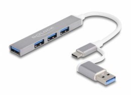 DeLOCK 4 Port Slim USB Hub mit USB Type-C oder USB Typ-A, USB-Hub