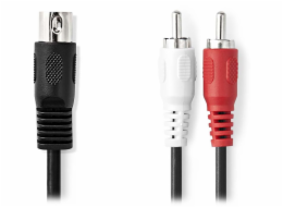 NEDIS redukční audio kabel DIN/ 5pin zástrčka DIN - 2× zástrčka RCA/ černý/ bulk/ 1m