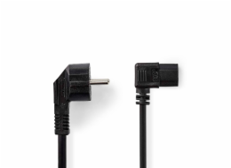 NEDIS napájecí kabel 230V/ přípojný 10A/ úhlový konektor IEC-320-C13/ úhlová zástrčka Schuko/ černý/ bulk/ 2m