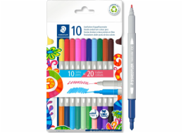 STAEDTLER Fixy "3280", 20 různých barev, sada, 1-3 mm, oboustranné, vypratelné 3280 C10