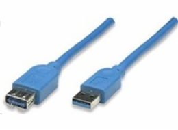 MANHATTAN Kabel USB 3.0 A-A prodlužovací 1m, modrý