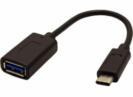 USB USB kabel (3.1), USB A F-USB C M, 0,15 m, kulatý, černý, plastový sáček, OTG kabel