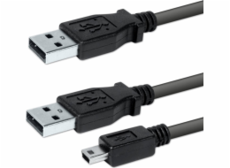 USB kabel Logo USB kabel (2.0), USB A 2x M - USB mini M (5 pin), 0,6 m, černý, Logo, blistr