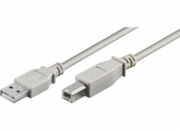 USB kabel USB kabel (2.0), USB AM - USB BM, 3m, šedý, Logo, plastový sáček