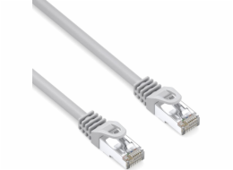 Lsoh S/FTP propojovací kabel, Cat.6a, RJ45 M - RJ45 M, 2 m, dvojité stínění, LSOH, šedý, 10 Gb/s ekonomický